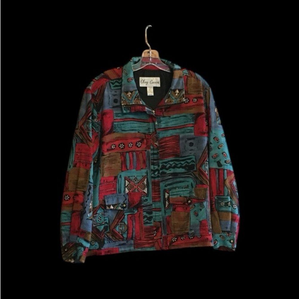 Vintage Oleg Cassini Multicolor silk jacket